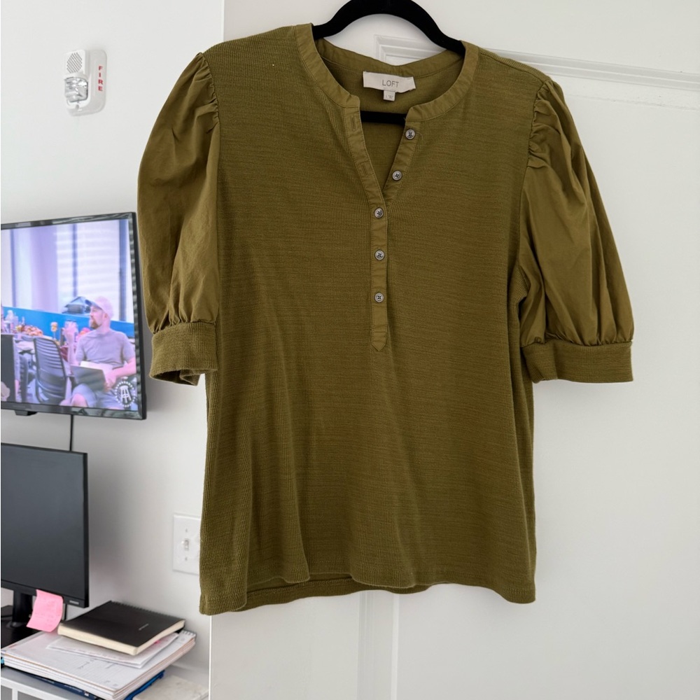 LOFT Sage Green Henley Top